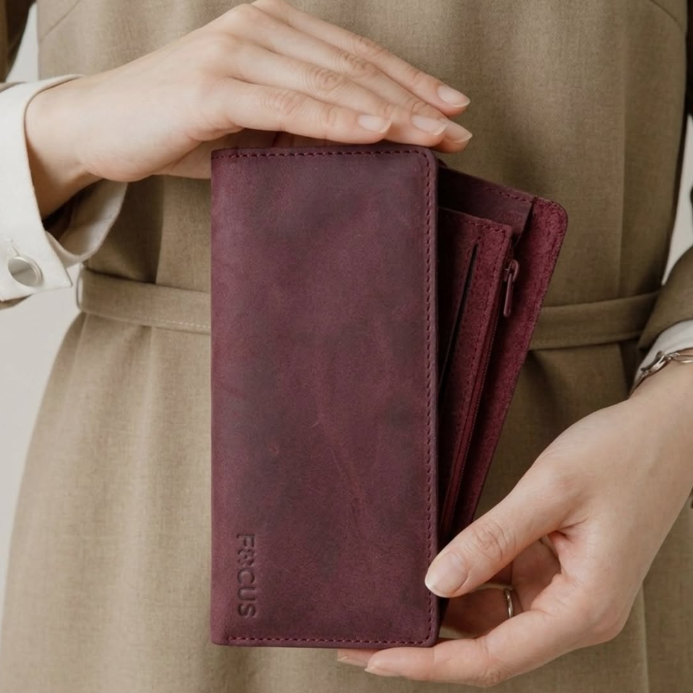 Premium Leather Long Wallet with Zipper (Unisex)